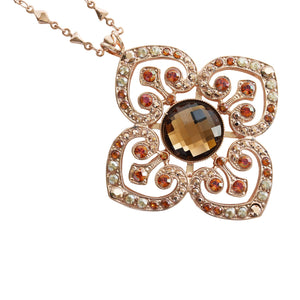 Mariana "Caramel" Rose Gold Plated Pendant with Heart Adornments Crystal Necklace, 5050 137rg