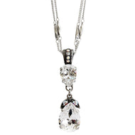 Mariana "On A Clear Day" Silver Plated Double Pear Pendant Crystal Necklace, 5032/4 011AB