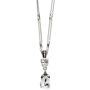 Mariana "On A Clear Day" Silver Plated Double Pear Pendant Crystal Necklace, 5032/4 011AB