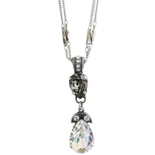 Mariana "Zulu" Silver Plated Double Pear Pendant Crystal Necklace, 5032/4 1080