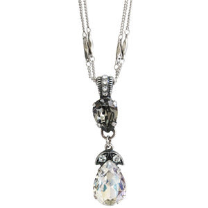 Mariana "Zulu" Silver Plated Double Pear Pendant Crystal Necklace, 5032/4 1080