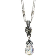 Mariana "Zulu" Silver Plated Double Pear Pendant Crystal Necklace, 5032/4 1080