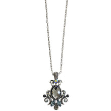 Mariana "Martini" Silver Plated Ornate Oval Scroll Pendant Crystal Necklace, 5023/5 215-3