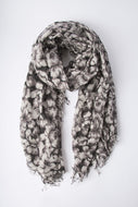 Chan Luu Cashmere and Silk Scarf Wrap - Black Combo Peony Print BRH-SC-452