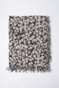 Chan Luu Cashmere and Silk Scarf Wrap - Black Combo Peony Print BRH-SC-452