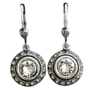Catherine Popesco Sterling Silver Plated Petite Round Crystal Earrings, 4490 Clear Grey