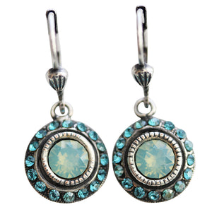 Catherine Popesco Sterling Silver Plated Petite Round Crystal Earrings, 4490 Pacific Opal