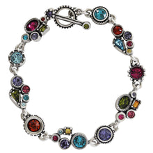 Patricia Locke Petite Sterling Silver Plated Swarovski Crystal Multi Color Mosaic Rainbow Bracelet, 7.25" Fling BR0353S