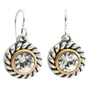 Patricia Locke Philosopher's Stone Sterling Silver Plated Twisted Round Swarovski Earrings, EF1017S All Clear Crystal