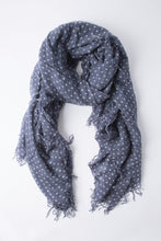 Chan Luu Cashmere and Silk Scarf Wrap - Polka Dot Blue Indigo/Eggshell BRH-SC-301