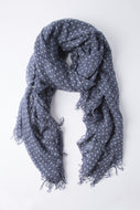 Chan Luu Cashmere and Silk Scarf Wrap - Polka Dot Blue Indigo/Eggshell BRH-SC-301