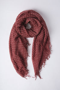 Chan Luu Cashmere and Silk Scarf Wrap - Polka Dot Red Pear/Eggshell BRH-SC-301