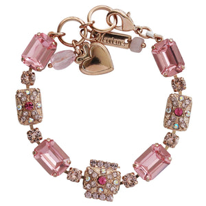 Mariana "Flamingo" Rose Gold Plated Rectangle Art Deco Crystal Statement Bracelet, 4080/1 319rg