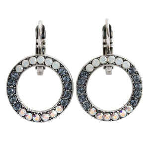 Mariana "Mood Indigo" Silver Plated Petite Open Circle Crystal Earrings, 1427 1069