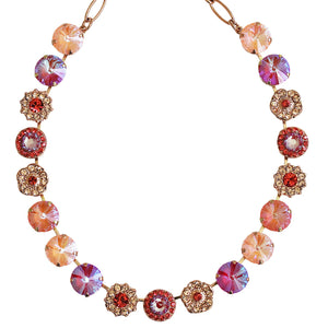 Mariana "Dreamsicle" Rose Gold Plated Lovable Rosette Crystal Necklace, 3084R 160-1rg