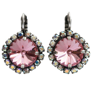 Mariana "Pretty in Pink" Silver Plated Rivoli Statement Crystal Earrings, 1137/1R 1AB223