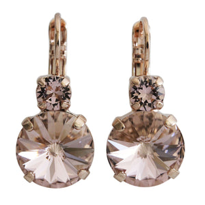 Mariana "Flamingo" Rose Gold Plated Lovable Rivoli Double Stone Crystal Earrings, 1037R 319rg