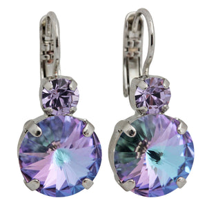 Mariana "Prism Pastel" Rhodium Plated Lovable Rivoli Double Stone Crystal Earrings, 1037R 001VLro