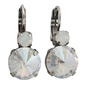 Mariana "Moonlight" Silver Plated Lovable Rivoli Double Stone Crystal Earrings, 1037R 234MOL