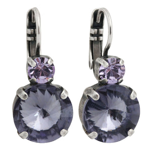 Mariana "Purple Mix" Silver Plated Lovable Rivoli Double Stone Crystal Earrings, 1037R 371539
