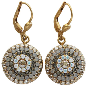 Catherine Popesco 14k Gold Plated Round Crystal Disc Earrings, 4148G Champagne Gray