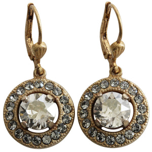 Catherine Popesco 14k Gold Plated Round Crystal Earrings, 4680G Shade