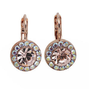 Mariana "Flamingo" Rose Gold Plated Must-Have Round Pavé Crystal Earrings, 1129 319rg