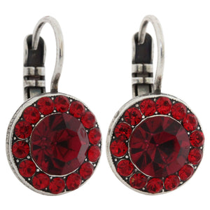 Mariana "Lady in Red" Silver Plated Must-Have Round Pavé Crystal Earrings, 1129 1070
