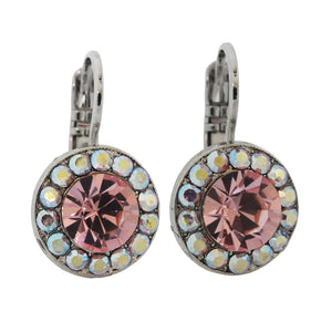 Mariana "Pretty in Pink" Rhodium Plated Must-Have Round Pavé Crystal Earrings, 1129 1207ro