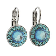 Mariana "Sun-Kissed Aqua" Rhodium Plated Must-Have Round Pavé Crystal Earrings, 1129 263143ro