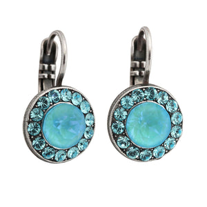 Mariana "Sun-Kissed Aqua" Silver Plated Must-Have Round Pavé Crystal Earrings, 1129 263146