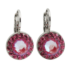 Mariana "Sun-Kissed Blush" Rhodium Plated Must-Have Round Pavé Crystal Earrings, 1129 209168ro