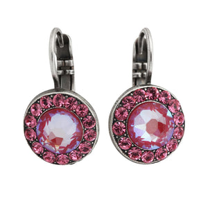 Mariana "Sunk-Kissed Blush" Silver Plated Must-Have Round Pavé Crystal Earrings, 1129 209168