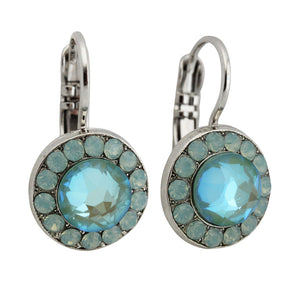Mariana "Sun-Kissed Sea" Rhodium Plated Must-Have Round Pavé Crystal Earrings, 1129 390169ro