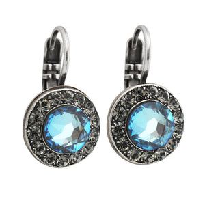 Mariana "Sun-Kissed Midnight" Silver Plated Must-Have Round Pavé Crystal Earrings, 1129 215137