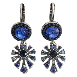 Mariana "Electra" Silver Plated Monstera Leaf Dangle Crystal Earrings, 1514/3 1026