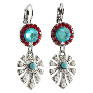 Mariana "Happiness" Rhodium Plated Monstera Leaf Dangle Crystal Earrings, 1514/3 1126ro