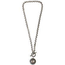 Catherine Popesco Sterling Silver Plated Round Crystal Border Pendant Necklace, 17" 1492 Shade