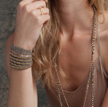 Chan Luu TREND Collection Base Metal Scallop Beaded Grey Mix Coated Metallic Crystals Natural Grey Leather Wrap Bracelet BGZ-4077
