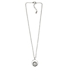 Patricia Locke Serenity Sterling Silver Plated Round Double Ring Pendant Swarovski Necklace, All Crystal NK0390S