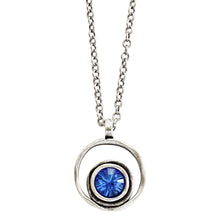 Patricia Locke Serenity Sterling Silver Plated Round Double Ring Pendant Swarovski Necklace, NK0390S Royal Blue