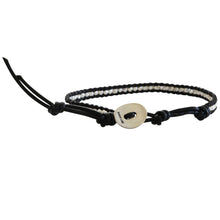 Chan Luu Sterling Silver Nuggets Single Wrap Bracelet on Black Leather BS-1025