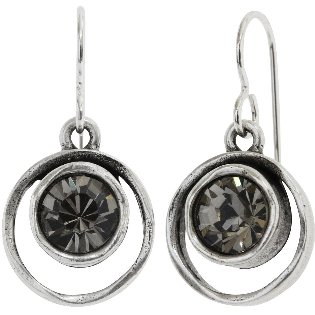 Patricia Locke Skeeball Sterling Silver Plated Swarovski Crystal Earrings, Grey EF0619S