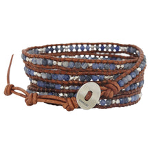Chan Luu "Boots & Jeans" Sodalite Sterling Silver Nuggets on Natural Brown Leather Wrap Bracelet BS-2299