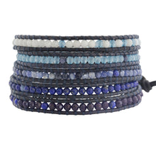 Chan Luu "Skywalker" Midnight Blue Mix on Natural Dark Blue Leather Wrap Bracelet BS-3452