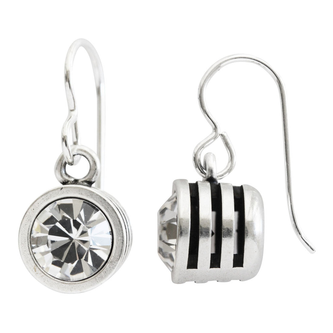 Patricia Locke Slotted Classic Sterling Silver Plated Round Swarovski Earrings, EF0105S All Crystal