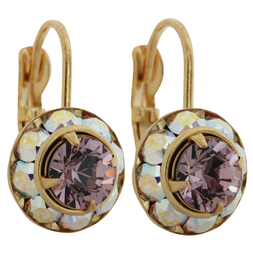 Liz Palacios 14k Gold Plated Small Rondelle Swarovski Crystal Earrings, JE-77 AB Light Amethyst