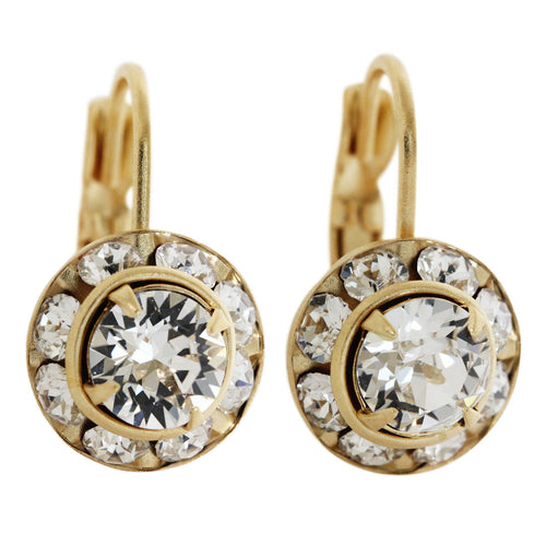 Liz Palacios 14k Gold Plated Small Rondelle Swarovski Crystal Earrings, JE-77 Clear