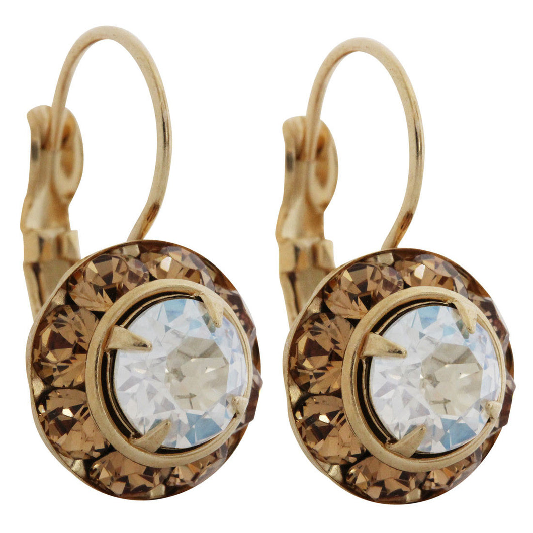 Liz Palacios 14k Gold Plated Small Rondelle Swarovski Crystal Earrings, JE-77 Colorado Moonlight