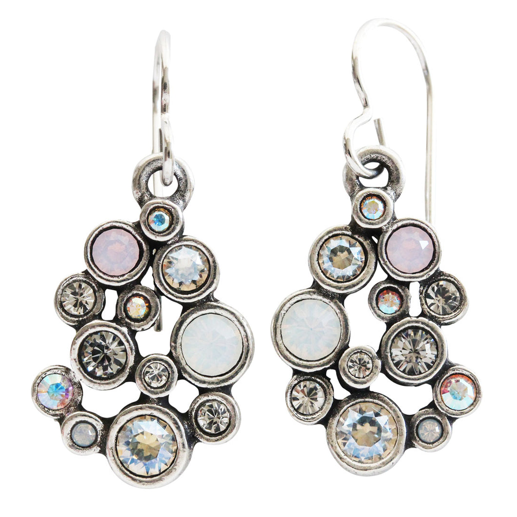 Patricia Locke Something Borrowed Round Mosaic Art Sterling Silver Plated Swarovski Crystal Earrings, EF0930S Sugar
